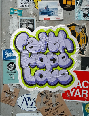 Faith Hope Love | Blue Sticker (Graffiti)