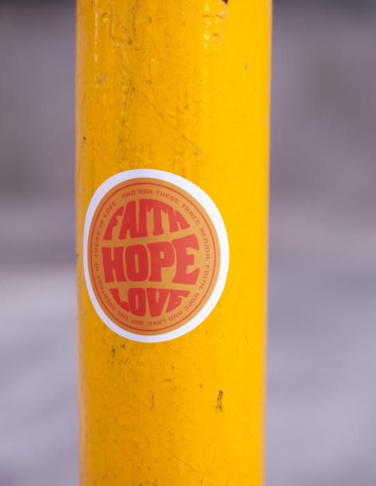 Faith Hope Love | Orange Sticker (Circle)