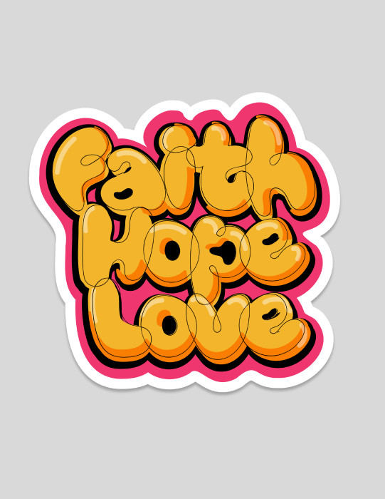 Faith Hope Love | Yellow Sticker (Graffiti)