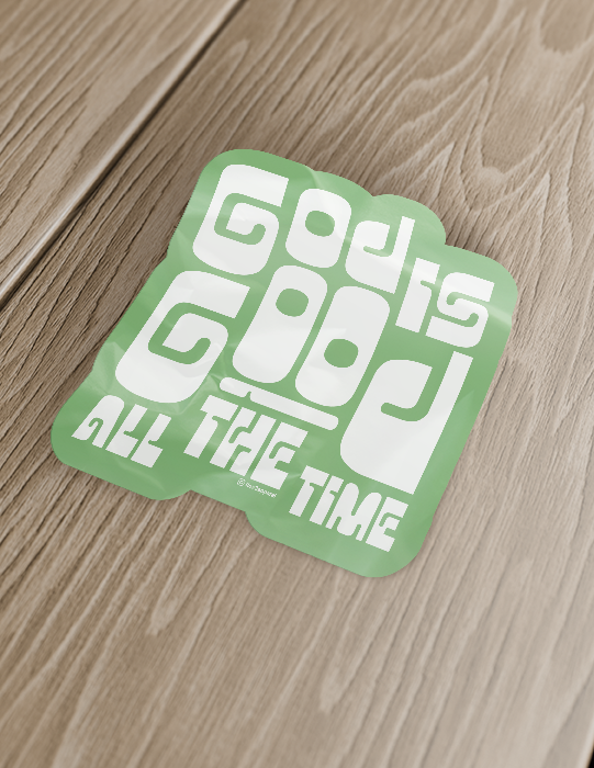 God is Good | Green Border Sticker