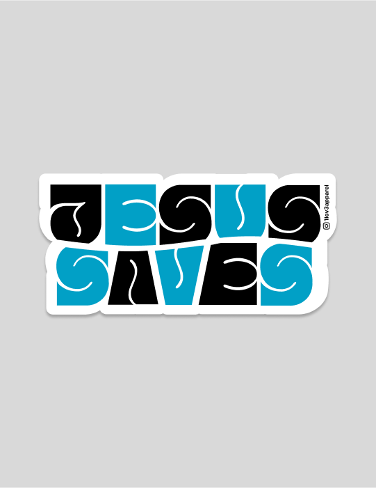 Jesus Saves | Black and Blue Sticker