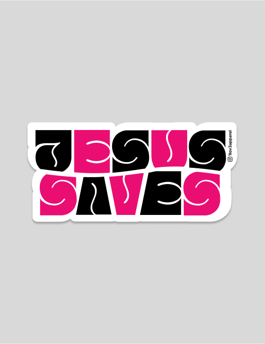 Jesus Saves | Black and Magenta Sticker