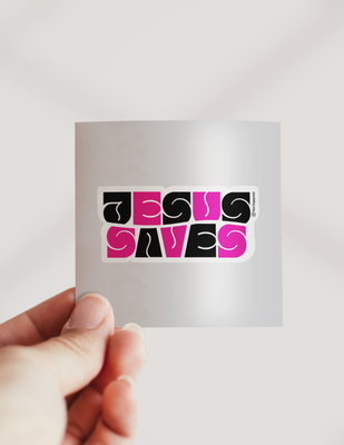 Jesus Saves | Black and Magenta Sticker