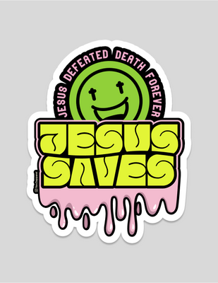 Jesus Saves | Yellow & Green Sticker