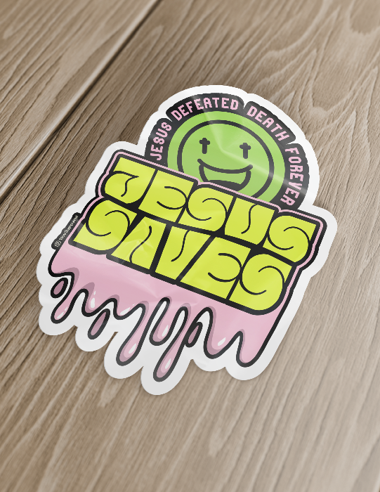 Jesus Saves | Yellow & Green Sticker