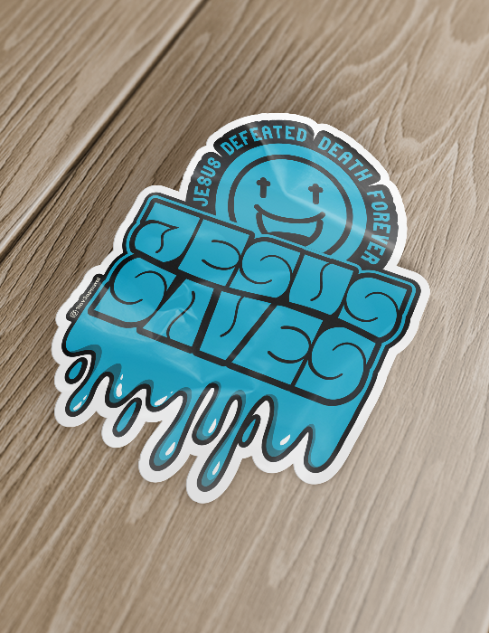 Jesus Saves | Blue Sticker