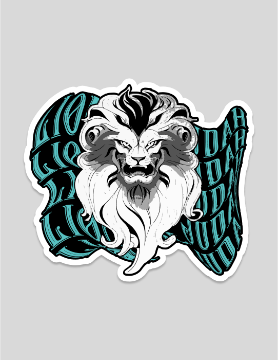 Lion of Judah | Aqua Letters Sticker