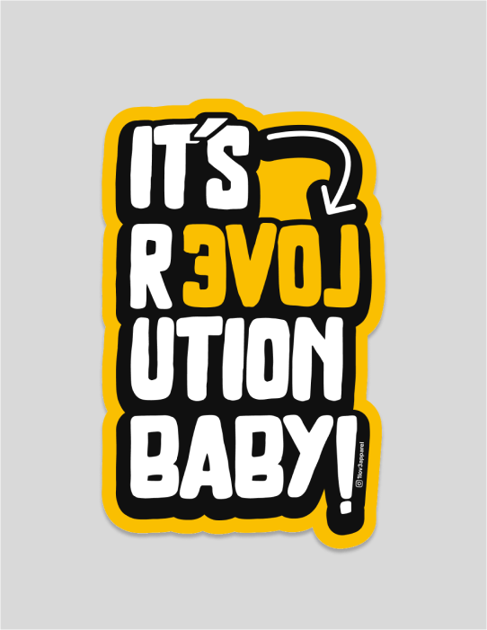 Love Revolution | Yellow Border Yellow Sticker