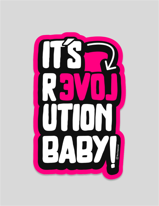 Love Revolution | Magenta Border Magenta Sticker