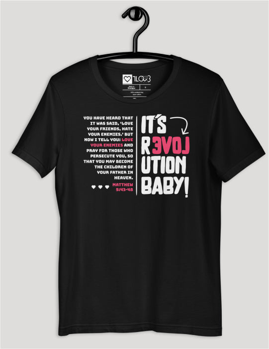 Love Revolution | Black Unisex Tee (White and Red Logo)