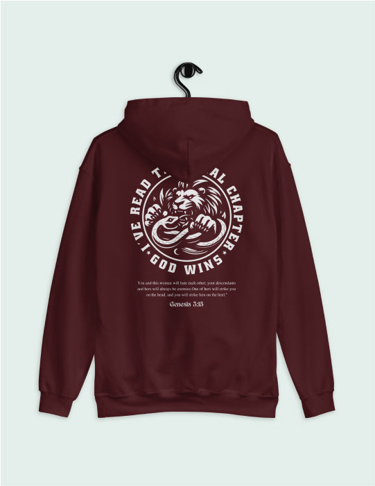 God Wins | Maroon Unisex Hoodie (Back Print)