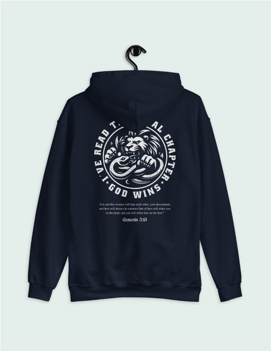 God Wins | Navy Unisex Hoodie (Back Print)