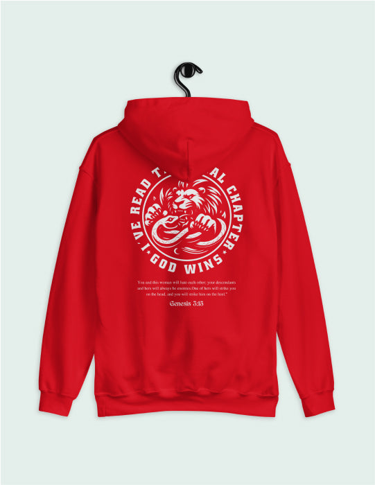 God Wins | Red Unisex Hoodie (Back Print)