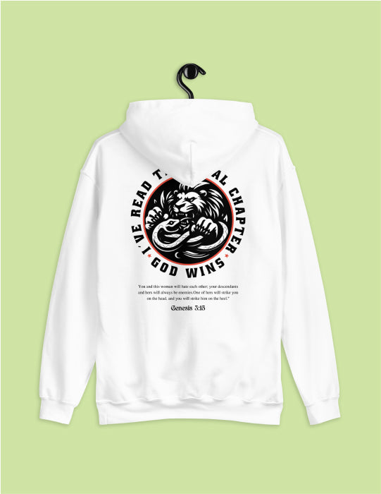 God Wins | White Unisex Hoodie (Back Print)