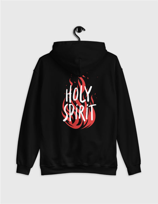 Holy Spirit | Black Unisex Hoodie (Back Print in White and Red)