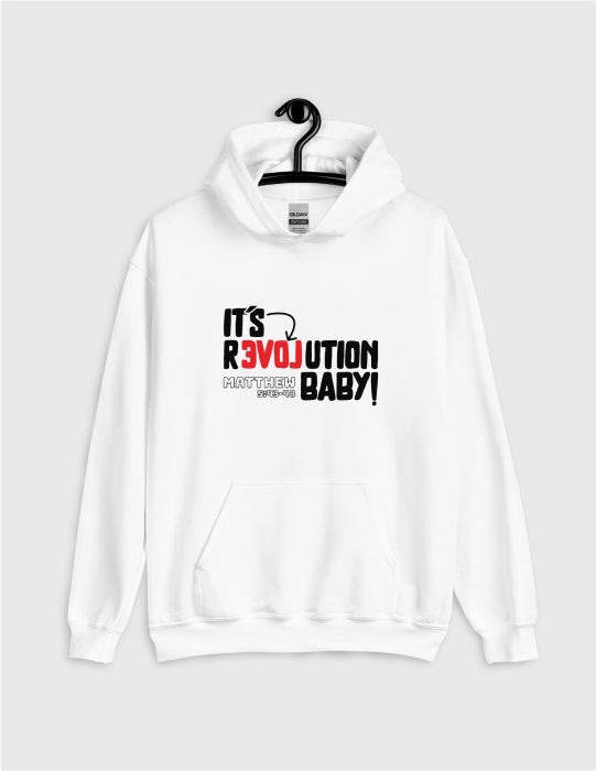 Love Revolution | White Unisex Hoodie (B&R Front and Back Print)