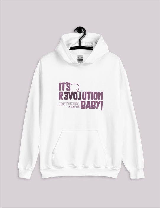 Love Revolution | White Unisex Hoodie (P&P Front and Back Print)