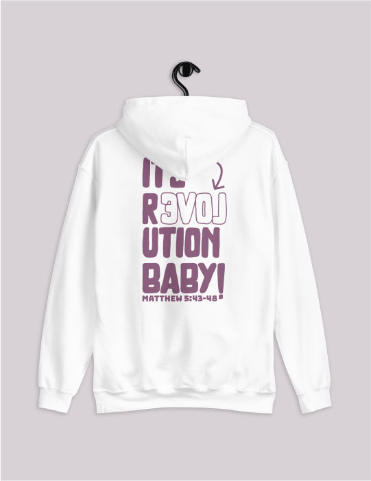 Love Revolution | White Unisex Hoodie (P&P Front and Back Print)