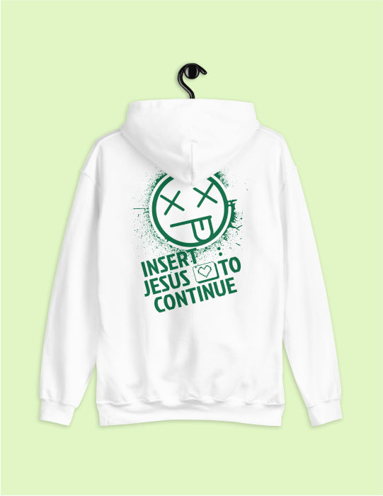 Game Over | White Unisex Hoodie (Back Print In Green)