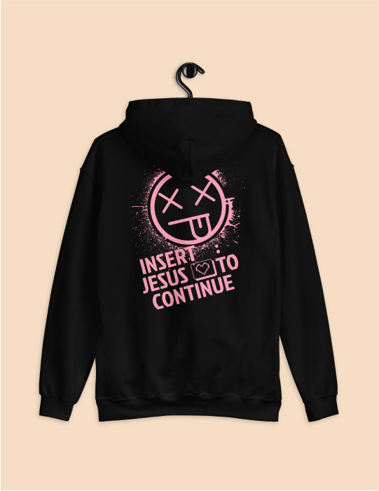 Game Over | Black Unisex Hoodie (Back Print In Pink)