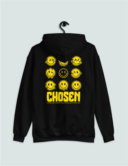 Chosen | Black Unisex Hoodie (Front and Back Print In Yellow)