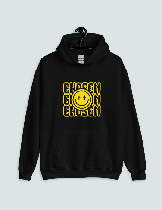 Chosen | Black Unisex Hoodie (Front and Back Print In Yellow)