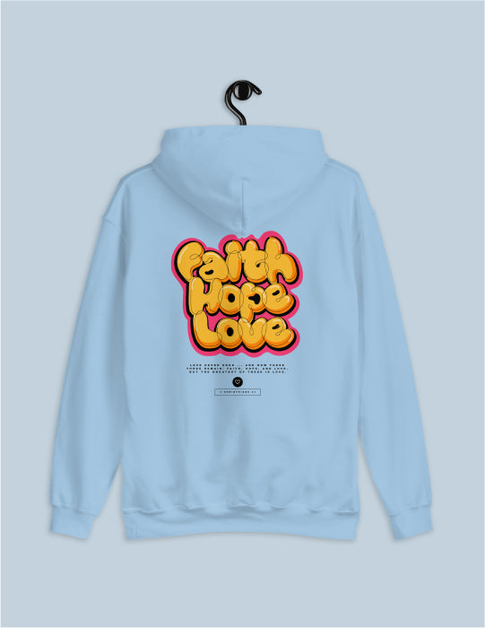 Faith Hope Love | Blue Unisex Hoodie (Back Print)