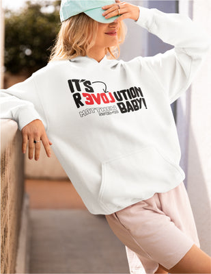 Love Revolution | White Unisex Hoodie (B&R Front and Back Print)