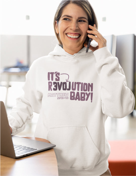 Love Revolution | White Unisex Hoodie (P&P Front and Back Print)