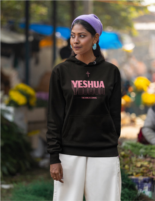 Yeshua | Black Unisex Hoodie (Pink Logo)