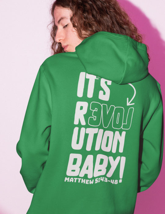 Love Revolution | Green Unisex Hoodie (Back Print)