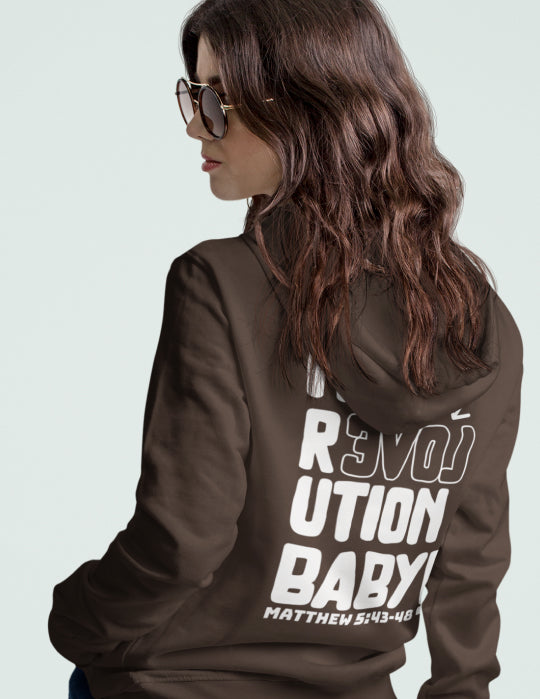 Love Revolution | Chocolate Unisex Hoodie (Back Print)