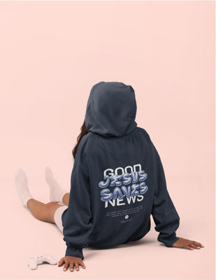 Jesus Saves | Navy Hoodie (Back Print)