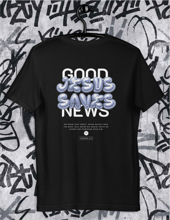 Jesus Saves | Black Tee (Back Print)