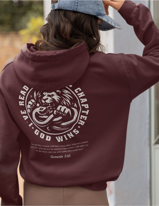 God Wins | Maroon Unisex Hoodie (Back Print)