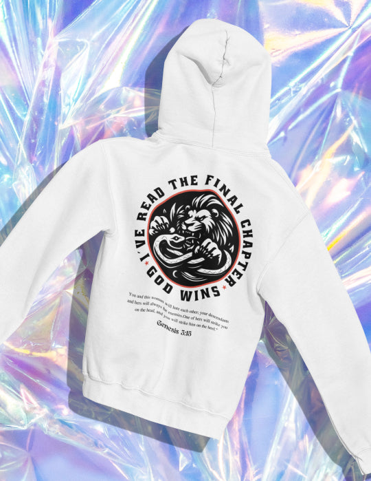 God Wins | White Unisex Hoodie (Back Print)