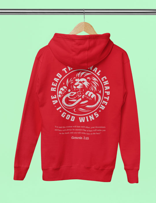 God Wins | Red Unisex Hoodie (Back Print)