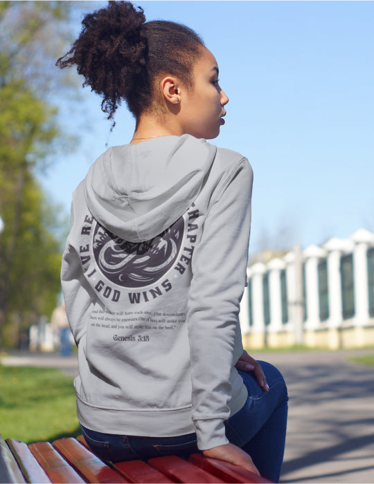 God Wins | Gray Unisex Hoodie (Back Print)