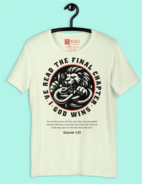 God Wins | White Unisex Tee (Black and Red Logo)