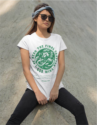 God Wins | White Unisex Tee (Green Logo)