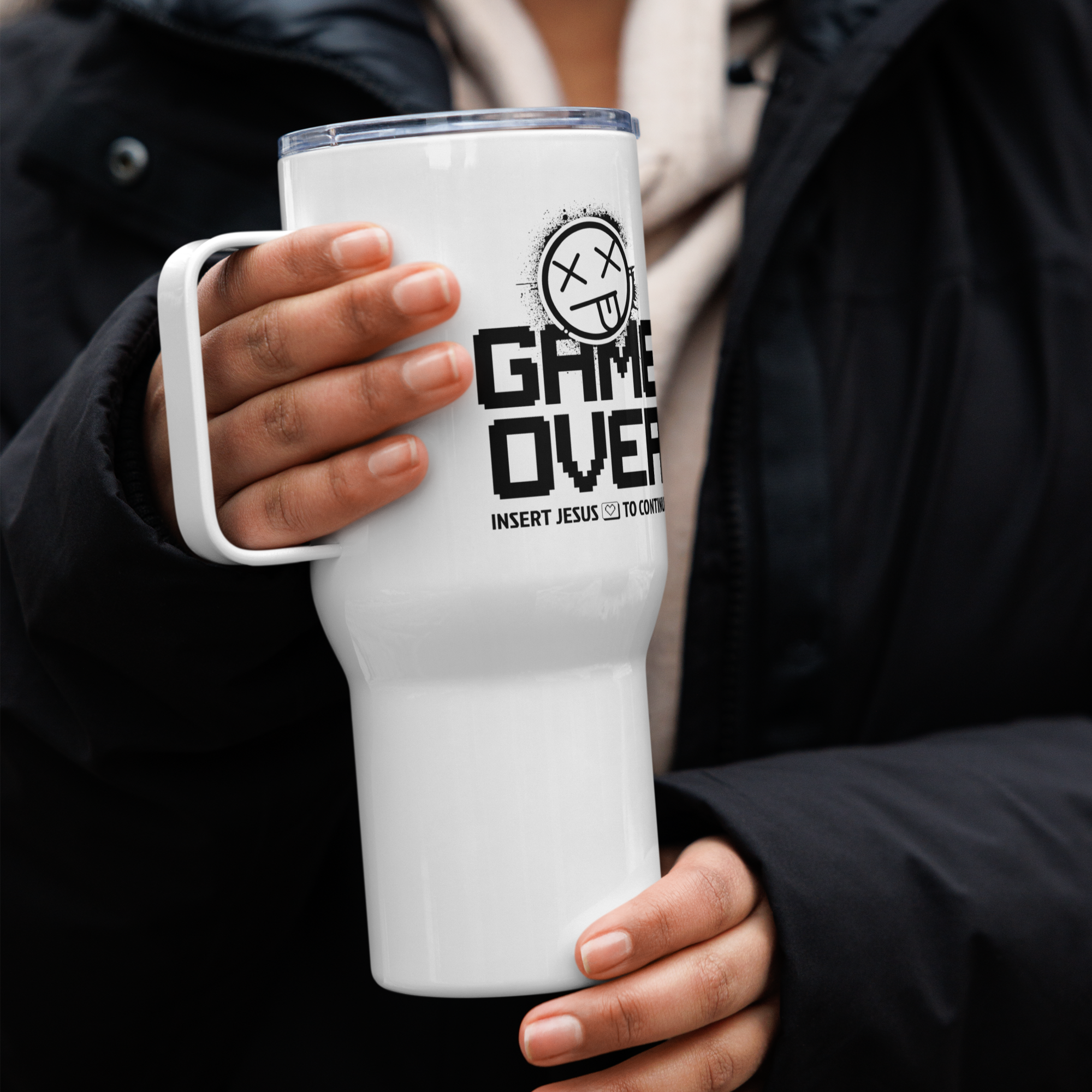 Game Over | Black Logo White Tumbler