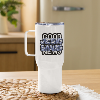 Jesus Saves | White Tumbler with Blue Logo