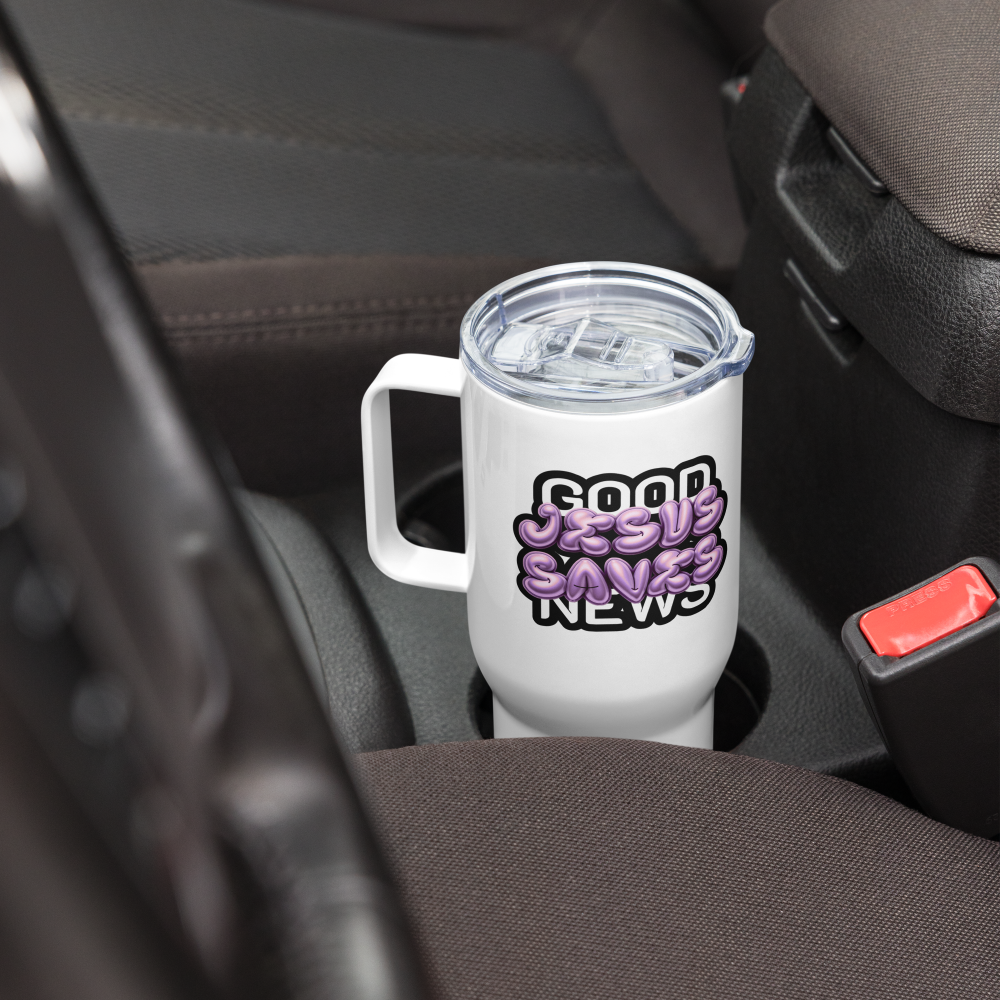 Jesus Saves | White Tumbler with Pink Logo