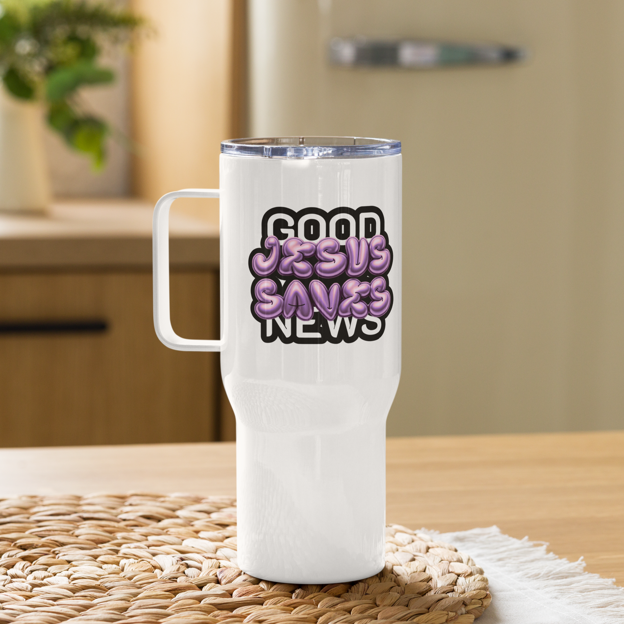 Jesus Saves | White Tumbler with Pink Logo